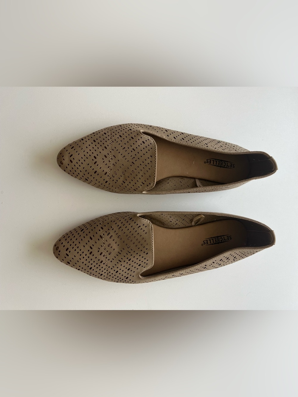 Seychelles Taupe Perforated Pointed Flats